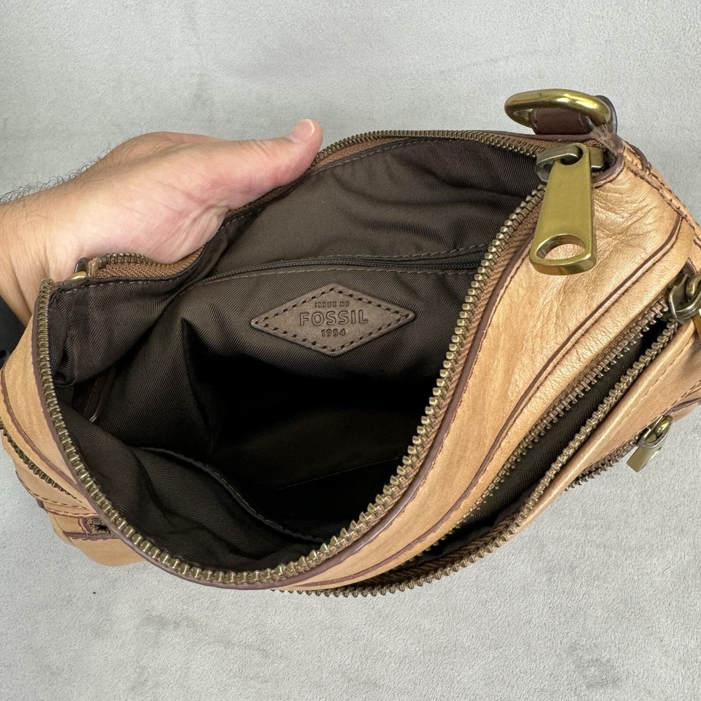 Vintage Fossil Explorer  Brown Pebbled soft Leather Shoulder Bag *NO STRAP* - Picture 6 of 14